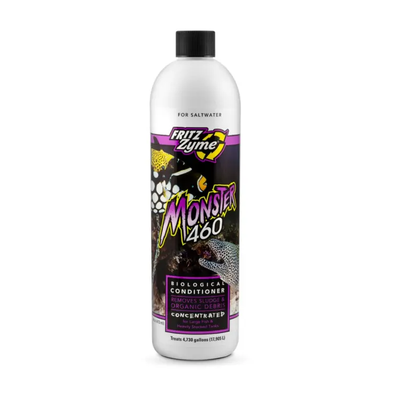 FritzZyme Monster 460, saltwater sludge cleaner, marine probiotic bacteria, reef tank bacteria cleaner, heavy bioload biological cleaner, saltwater aquarium cleaner, marine filter booster, saltwater organic waste digester, non-toxic bacteria additive, FritzZyme marine cleaner